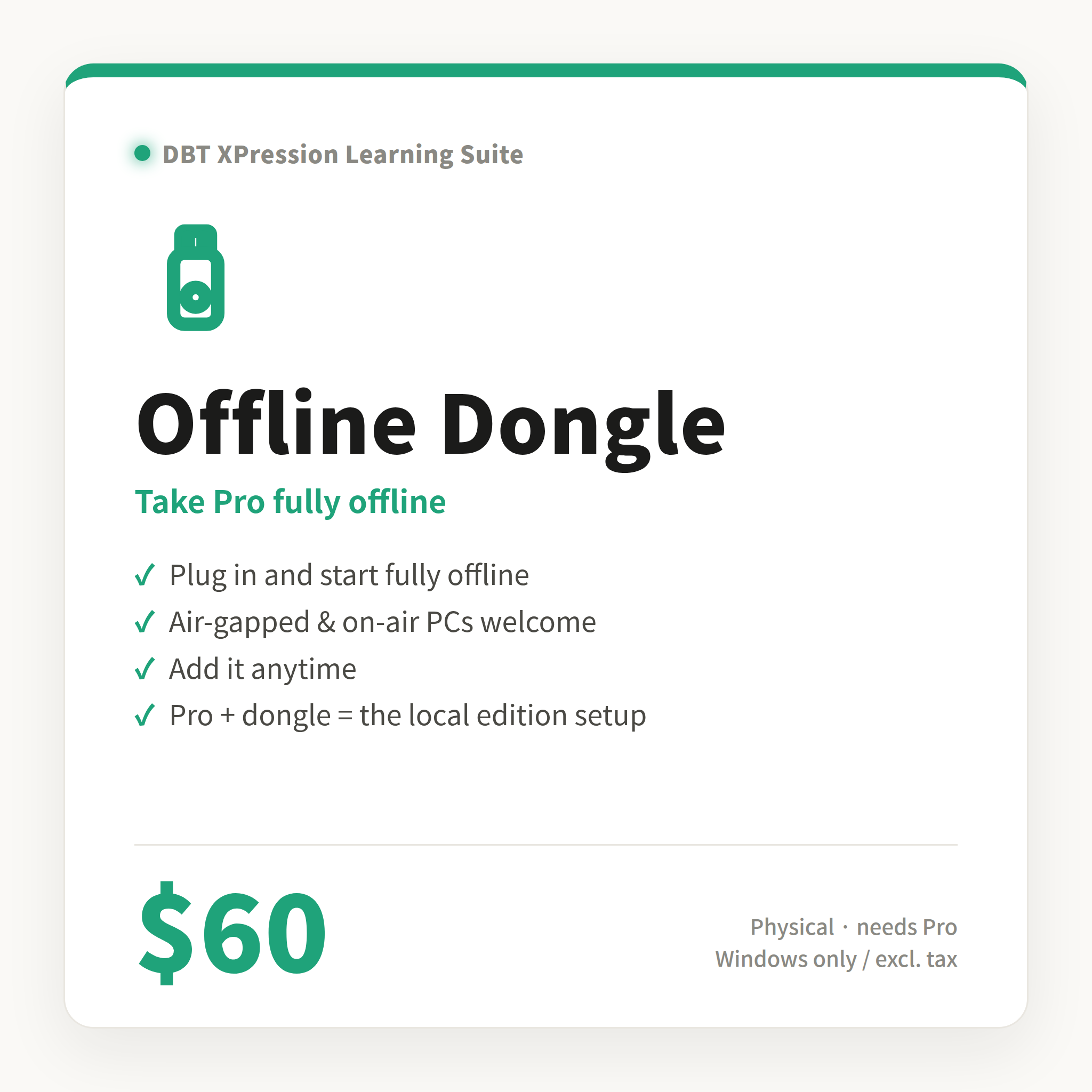 Portable Offline Dongle — $60 ― XPression用アクセサリ｜DBT Partners Studio (1)
