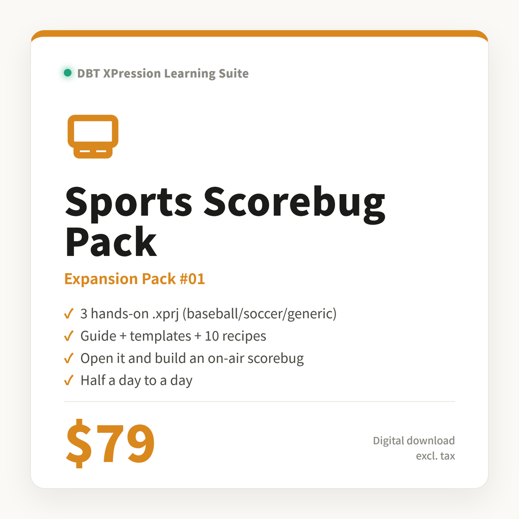 Expansion Pack #1 — Sports Scorebug Practice Pack ― XPression用拡張パック｜DBT Partners Studio (1)
