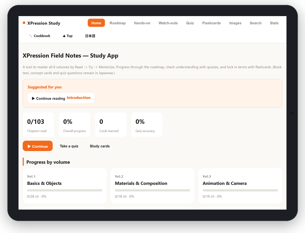 DBT XPression Learning Suite Web Edition — tablet view